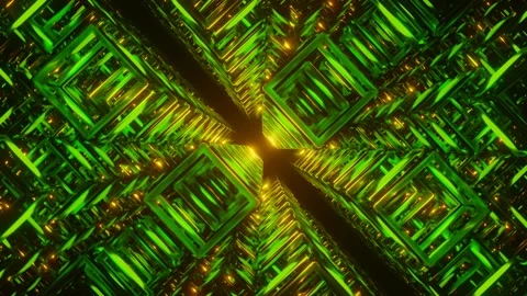 Green and Yellow Empty Cubic Dimension Background VJ Loop in 4K Stock Footage 249616057