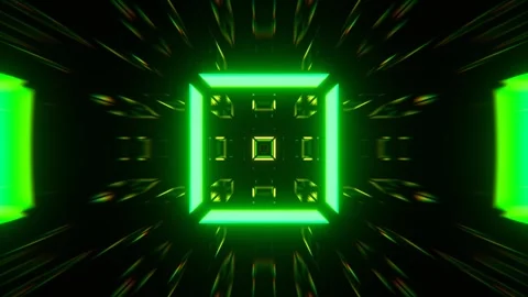 Green and Yellow Fast Stream of Neon Squares Strobe Lights Flashing Backgrou Stock-Footage 334717855
