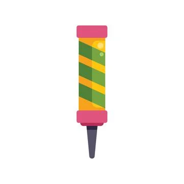 Green and yellow firework rocket celebrating a party with colorful explosions Stock Illustration