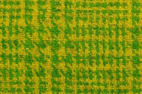 Green and Yellow Houndstooth Pattern Upholstery Fabric Swatch Stock Photos