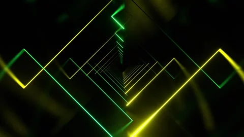 Green and Yellow Infinite Linear Motion of Neon Background VJ Loop in 4K Stockbeeldmateriaal 344098366