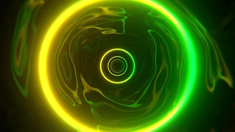 Green and Yellow Infinity Sci-Fi Neon Tunnel Background VJ Loop l 4K Stock Footage 295877578