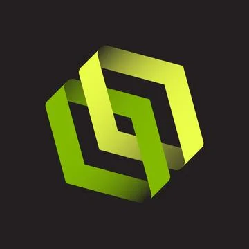 Green and Yellow Interlocking Abstract Art 库存插图