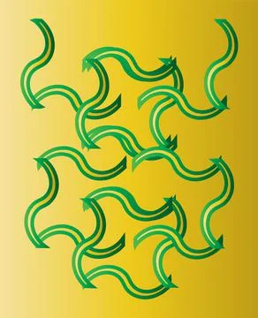Green And Yellow Joining Strings 스톡 일러스트