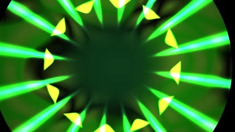 Green and yellow light rays emanating from center. Stock Footage 335960969