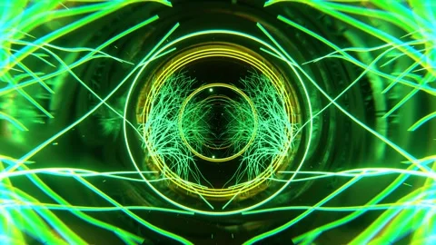 Green and Yellow Magic Tunnel with Glowing Trees and Rings Background VJ Loo 스톡 동영상 344099084