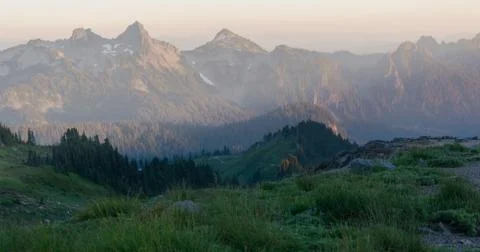 Green and yellow mountains Stock Photos