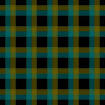 Green and yellow plaid pattern on black background Stock Illustration
