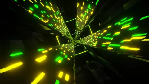 Green and Yellow Sci-Fi Neon Glow Cyber Tunnel Background VJ Loop in 4K Stock Footage 248780091