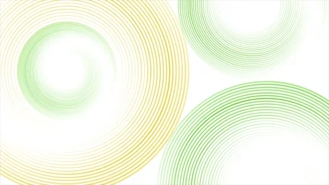 Green and yellow shiny linear circles abstract futuristic tech motion background Stock Footage 337171002
