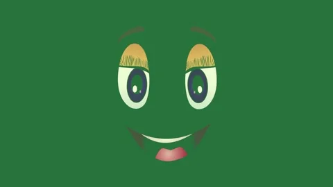 Green and Yellow Smiling Face Smiling on Green Screen Видео 338024061