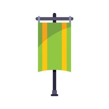 Green and yellow vertical flag hanging on metal pole Stock Illustration