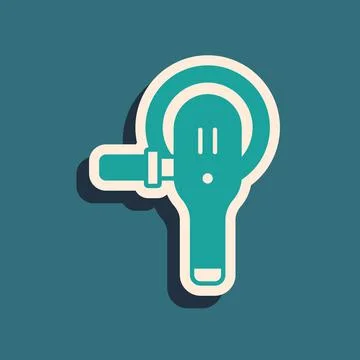 Green Angle grinder icon isolated on green background. Long shadow style. Vector Stock Illustration