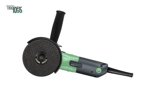 Green angle grinder isolated on white. Vector. Illustrazione stock