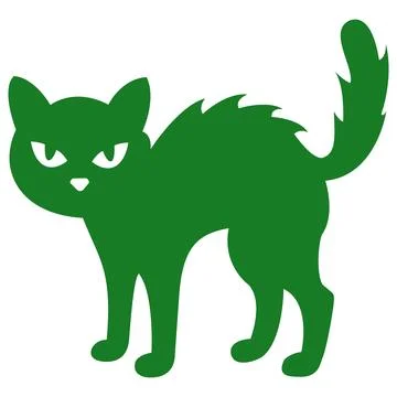 Green angry cat arched back halloween icon Stock Illustration