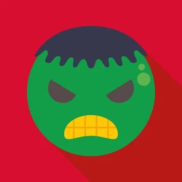 Green angry monster face vector flat design emoji Stock Illustration