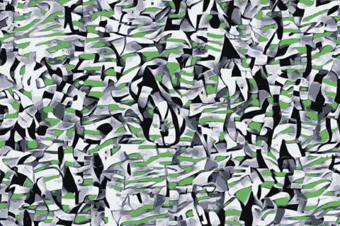 Green angular texture of impressionistic green stripes and black shapes Stock Photos
