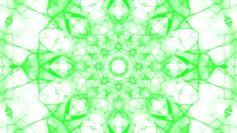 Green animated abstract background. kaleidoscope patterns. 3d render Stock Footage 101667402