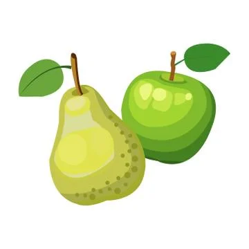 Green Apple and pear , vector illustration on white background Stock Illustration