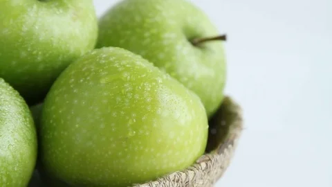 Green Apple Basket Stock Footage 79669510