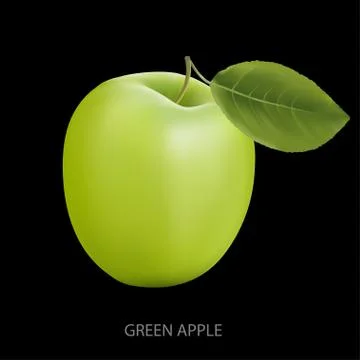 Green apple on a black background Stock Illustration