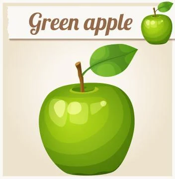 Green apple. Cartoon vector icon Illustrazione stock