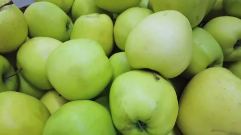 Green apple close-up on the counter in the store Stock Footage 151289239