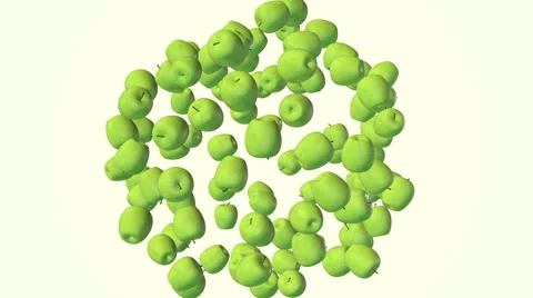 Green apple flow with slow motion over white Stock Footage 56453727