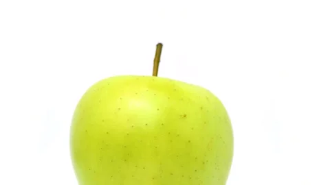 Green apple fruit isolated. Rotating on white background Stock Footage 277226094