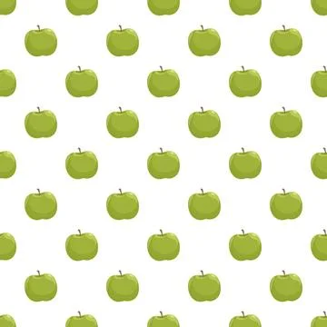 Green apple fruit seamless pattern on white background Illustrazione stock