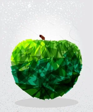 Green apple geometric shape. Stock Illustration