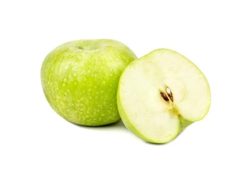 Green apple with half Stock Photos