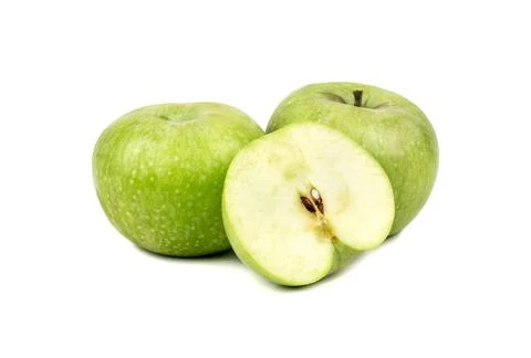 Green apple with half Stock Photos