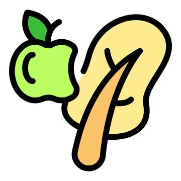 Green apple hanging from tree branch with leaf Stock Illustration