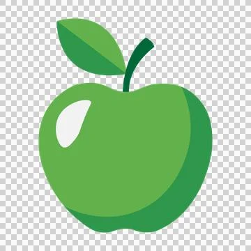 Green apple icon with leaf, flat vector illustration of a fresh fruit isolated Stock Illustration