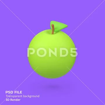 Green apple isolated 3d render icon illustration Modello PSD