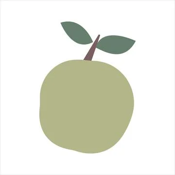 Green apple. Isolated element on a white background. Hand drawing. Stock Illustration