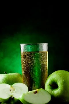 Green apple juice Stock Photos