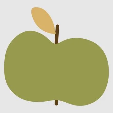 Green Apple with Leaf, Flat style fruit vector illustration. Modern minimal C Stock Illustration