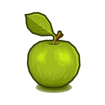 Green Apple with Leaf Icon. Vector Stock Illustration