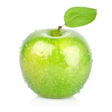 Green apple with a leaf Stock Photos