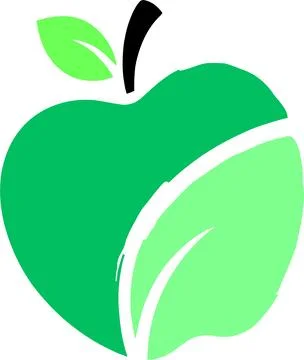 Green Apple Logo with Leaf Design Ilustração Stock