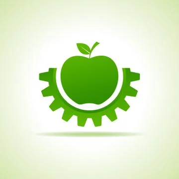 Green apple make gear shape, business technology symbol stock vector Stock Illustration