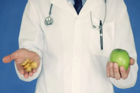 Green apple or chips, choice is yours NTSC wide Stock Footage 2884677