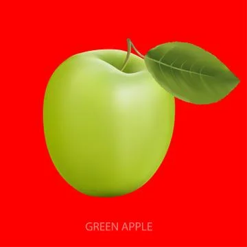 Green apple on a red background Stock Illustration