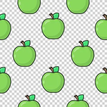 Green apple, seamless pattern in flat style Stock Illustration