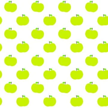 Green Apple Seamless Pattern Vector Illustration over White Stock Illustration