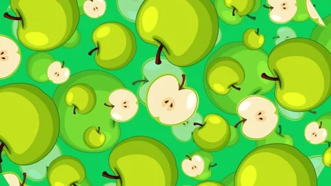 Green apple seamless pattern on white background Stock Footage 303947436