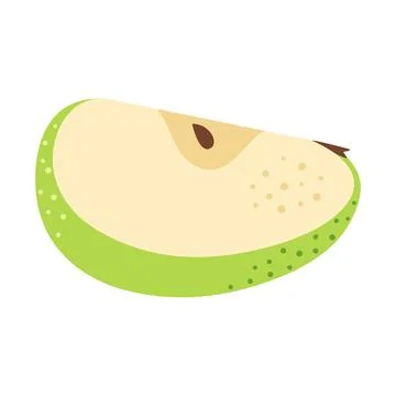 Green apple slice Hand drawn trendy flat style Illustrazione stock