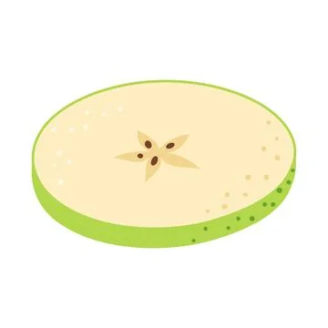 Green apple slice Hand drawn trendy flat style Stock Illustration